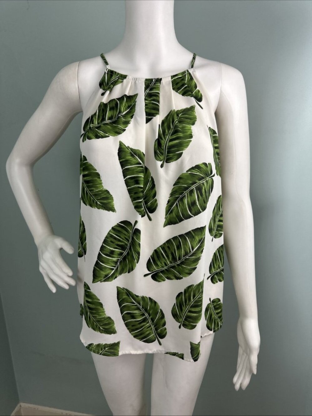 Alice Blue Women's Sleeveless Tropical Leaf Print Blouse Top Sz Medium